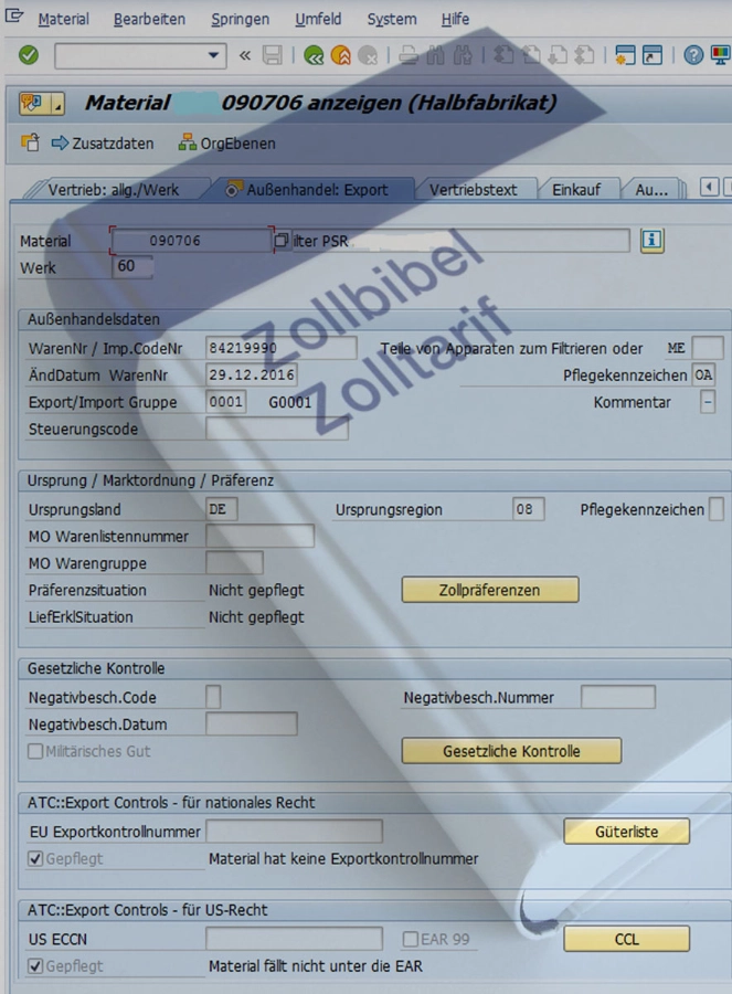 Zolltarifierung, richtige Zolltarifnummer